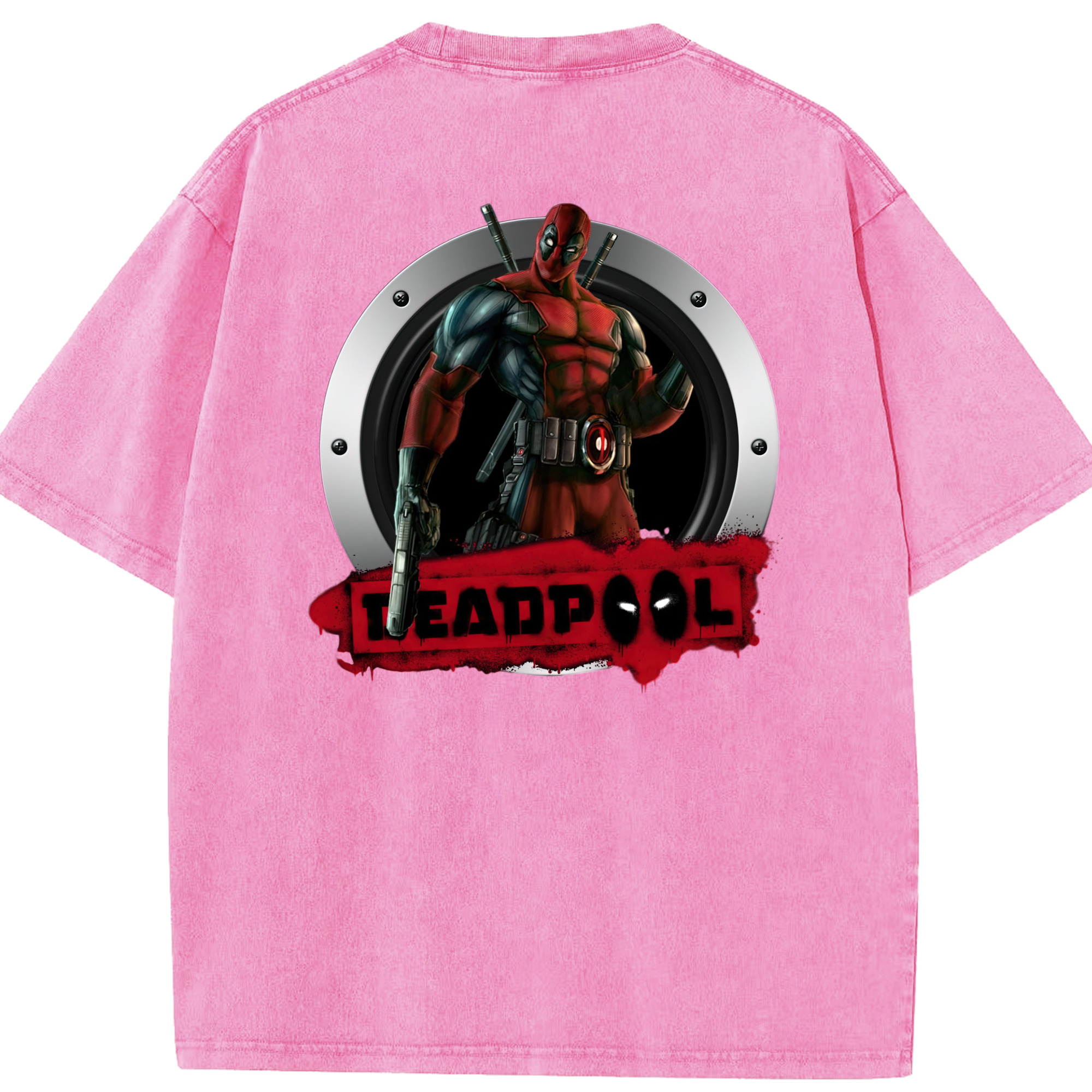 （画像用） Deadpool デッドプール 綿100% ヴィンテージ風 半袖Tシャツ（背面プリント）